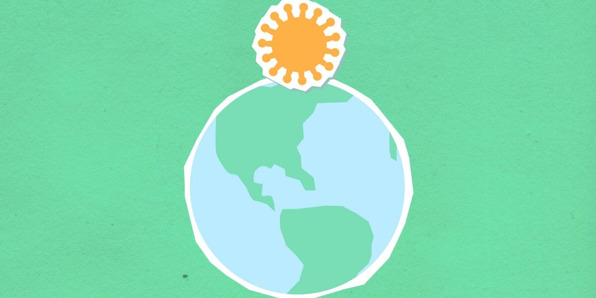 An artistic illustration of planet Earth with a visible rotation axis line, representing the concept of earth rotation speed and its tiny variations.